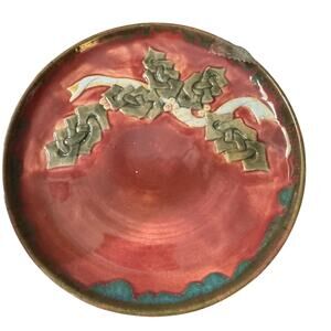 Pottery Plate Signed STK and Numbered 10/11 Holiday Decor by Simone Kilby